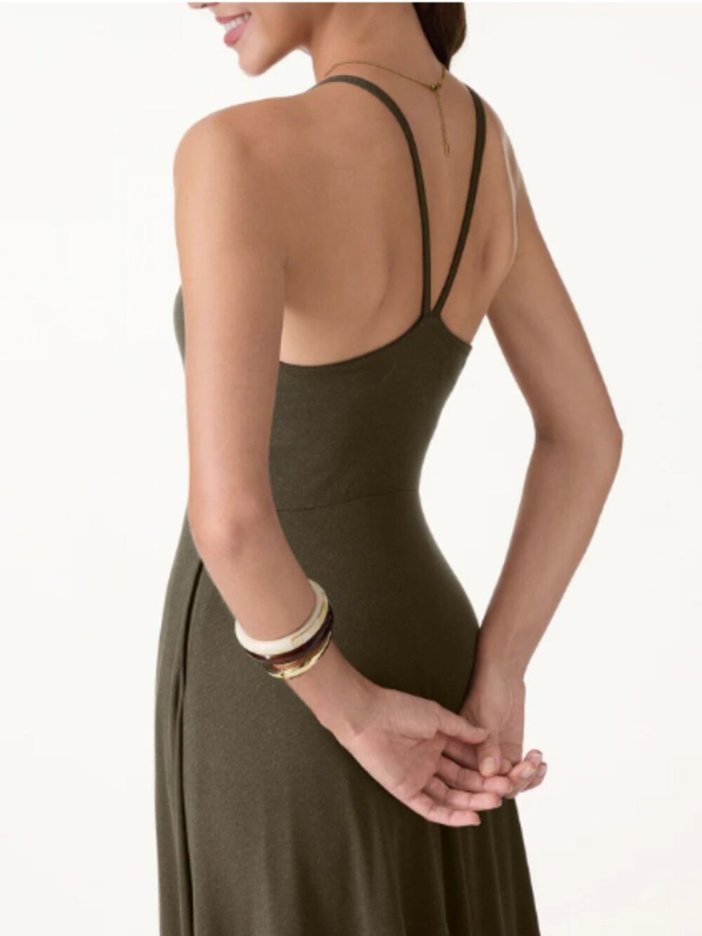 OGL Soft Linen Knit Spaghetti Midi Bra Dress - Picture 2 of 3